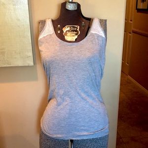 Alo light grey &white tank athletic wear workout sport tank says szxs fits M/L